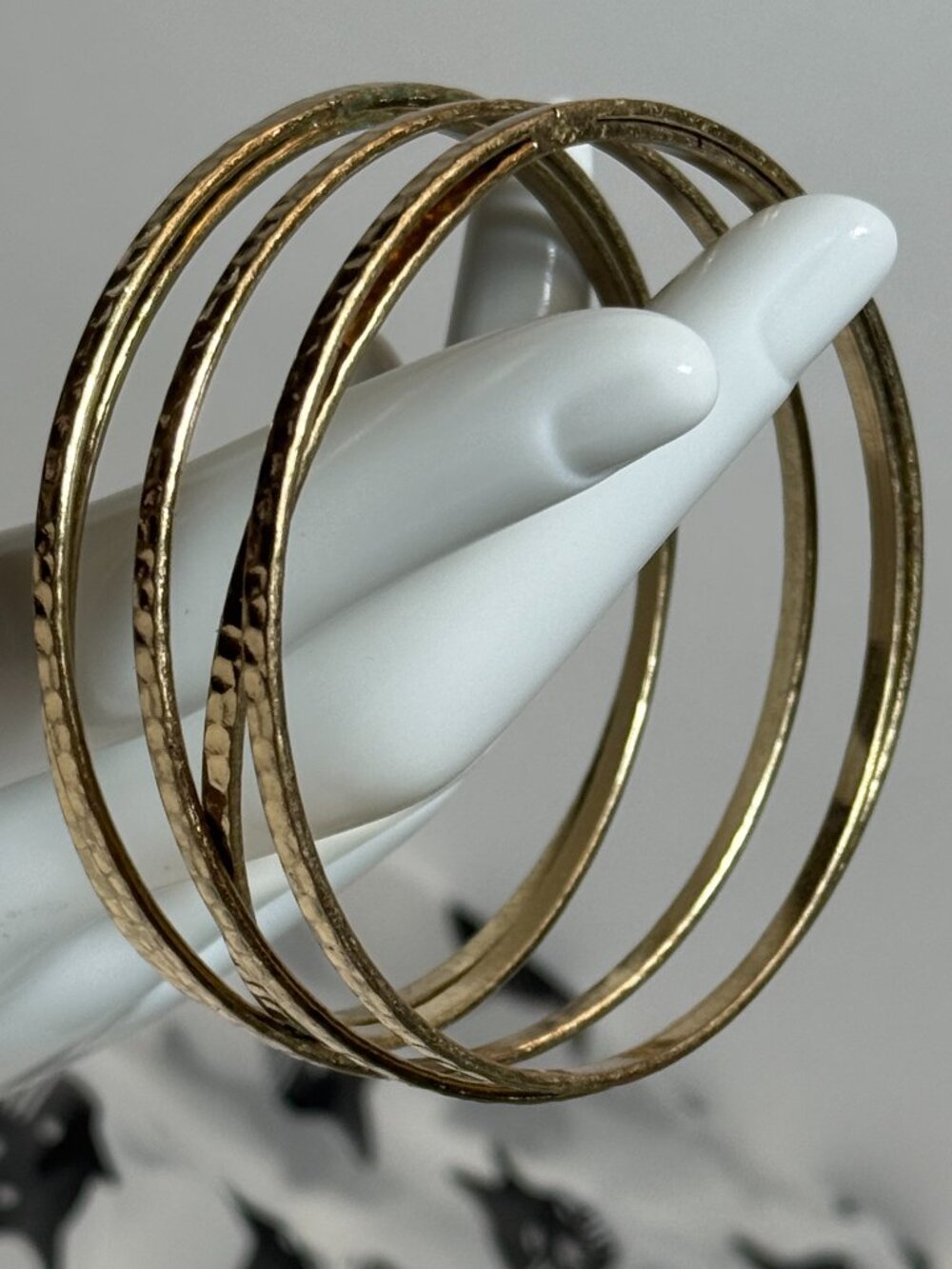 Coiled Hammered Gold Tone Cuff Bracelet Multi Bangle Look